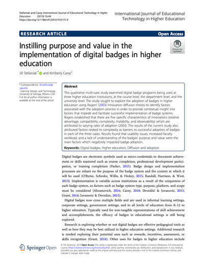 Instilling purpose and value in the implementation of digital badges in higher education image