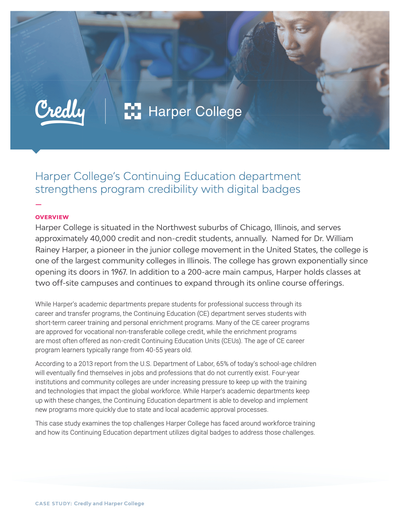 Harper College’s Continuing Education department strengthens program credibility with digital badges image